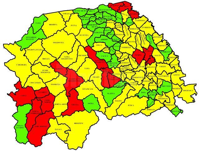 Incidența în localitățile sucevene