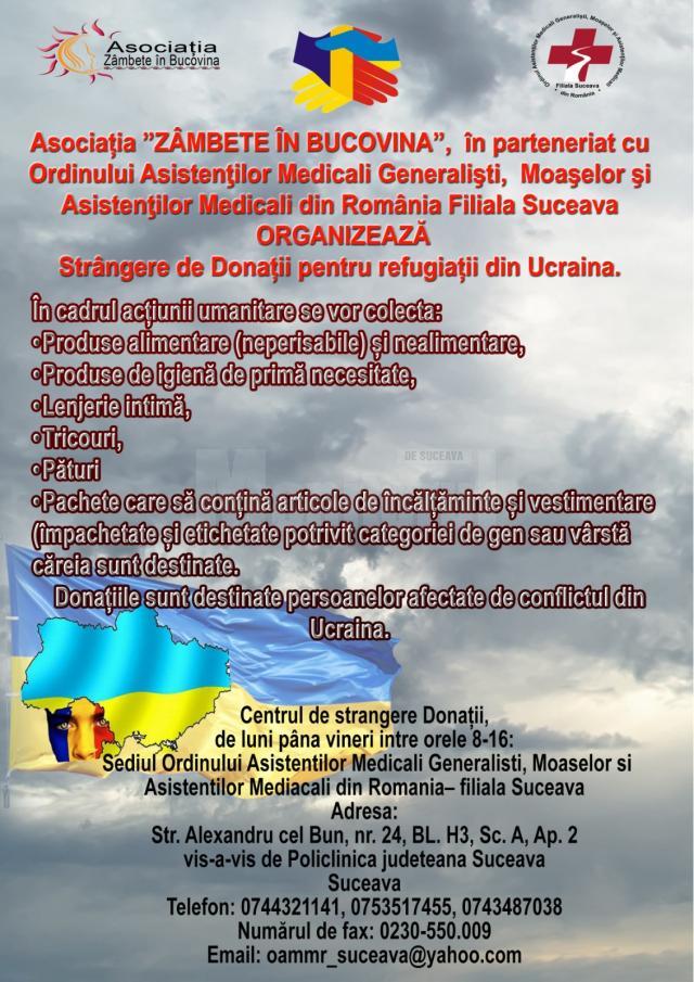 Campanie umanitară pentru refugiații din Ucraina, inițiată de Asociația ,,Zâmbete în Bucovina”