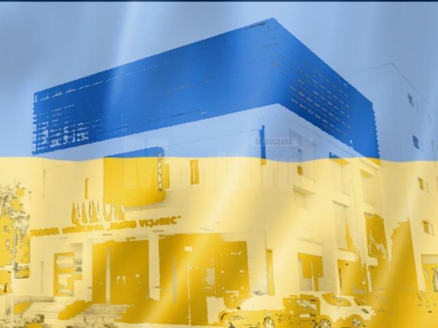 Teatrul sucevean în culorile Ucrainei, albastru și galben
