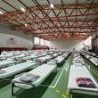 Punct de primire a refugiaților amenajat de Primăria Suceava în sala de sport a Școlii Gimnaziale „Miron Costin” din cartierul Burdujeni