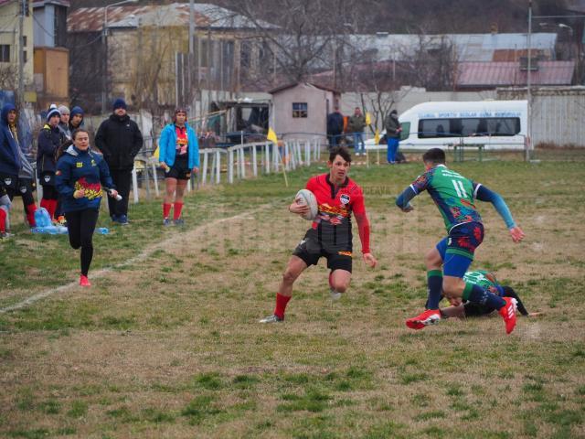 Humorenii (în roșu), aproape de a deveni vicecampioni naționali la rugby în 7, categoria U 19