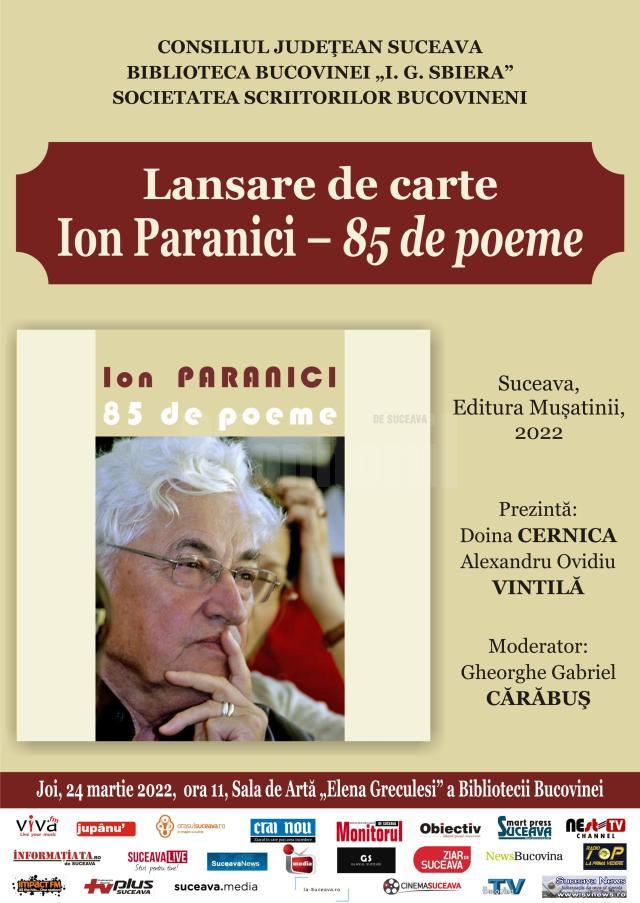 Lansare de carte: Ion Paranici – „85 de poeme”