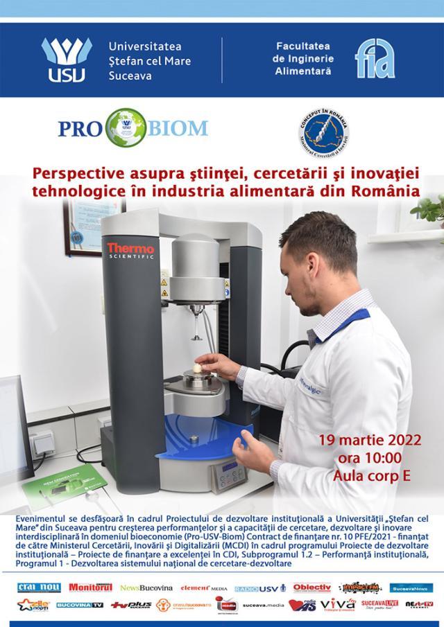Cercetare și inovație în industria alimentară, tema unei manifestări științifice în cadrul USV