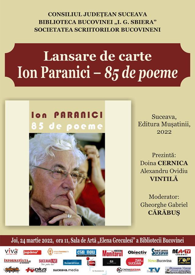 Lansare de carte: Ion Paranici – „85 de poeme”