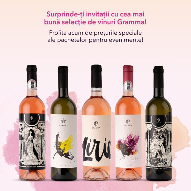 Ofertă surprinzătoare de vinuri, prin pachete speciale pentru evenimente oferite de Crama Gramma