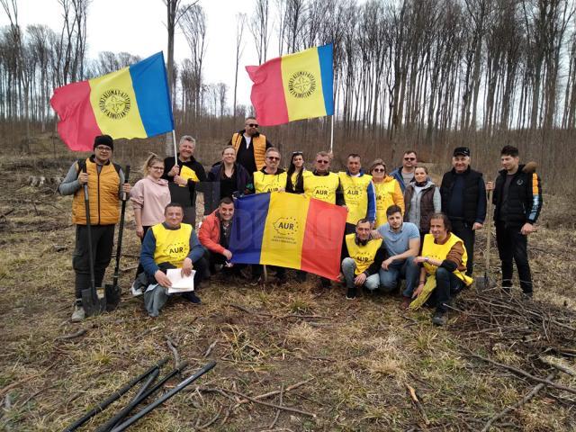 Peste 20 de membri și simpatizanți ai AUR Suceava au plantat copaci în zona Pătrăuți