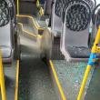 Geamurile unui autobuz TPL, sparte de un TIR care l-a „agățat” la un viraj