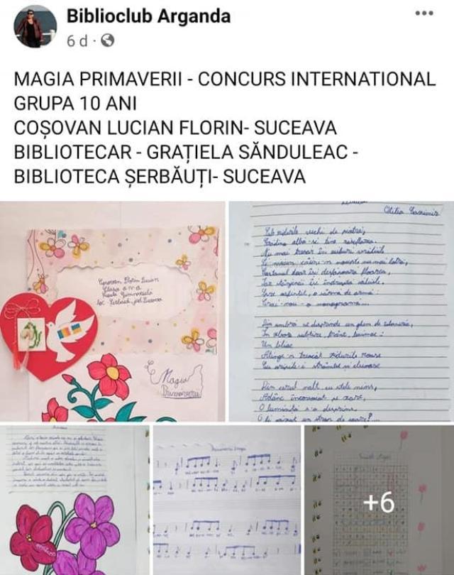 Premii importante pentru elevi din Șerbăuți, obținute la Concursul internațional „Magia Primăverii”