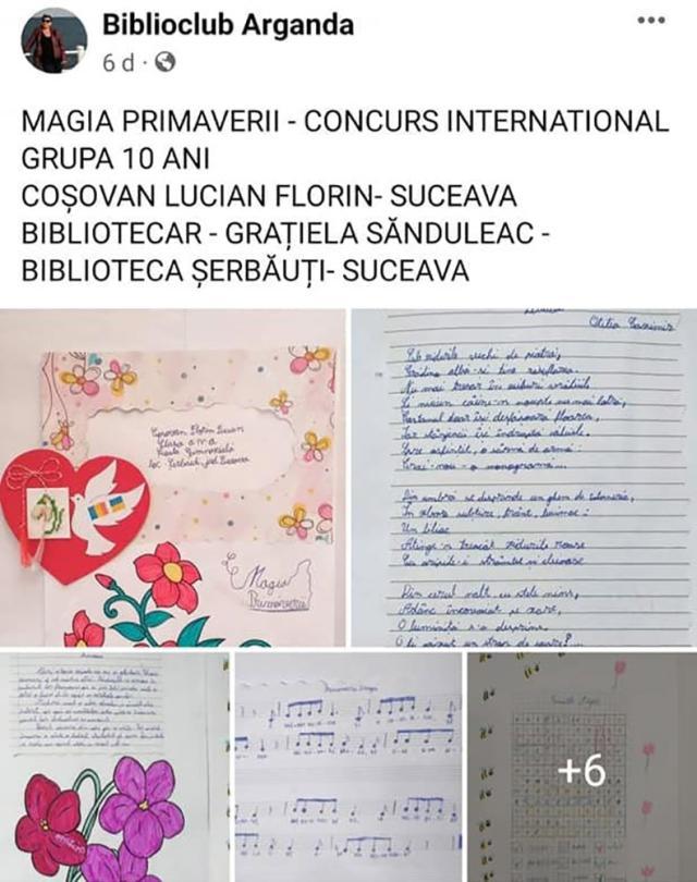 Premii importante pentru elevi din Șerbăuți, obținute la Concursul internațional „Magia Primăverii”