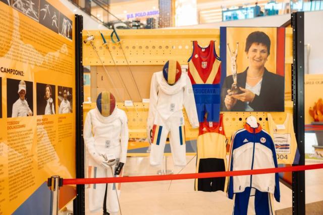 Costume de competiție, medalii, cununi cu lauri și echipamente de antrenament ale marilor campioni pe care România i-a avut la Olimpiade, expuse la Iulius Mall Suceava