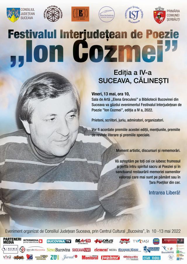 Festivalul Interjudețean de Poezie „Ion Cozmei”, ediția a IV-a, își va desemna câștigătorii vineri, la Biblioteca Bucovinei