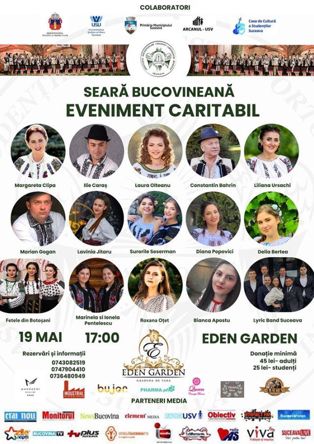 Spectacol folcloric caritabil organizat de ASCOR Suceava, joi, la Eden Garden