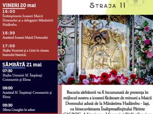 Icoana făcătoare de minuni a Maicii Domnului „Axionița” de la Mănăstirea Hadâmbu va fi adusă la Parohia „Sf. Împărați Constantin și Elena” Straja