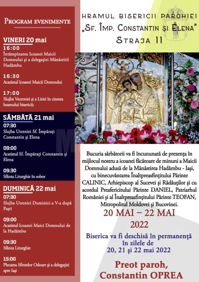 Icoana făcătoare de minuni a Maicii Domnului „Axionița” de la Mănăstirea Hadâmbu va fi adusă la Parohia „Sf. Împărați Constantin și Elena” Straja