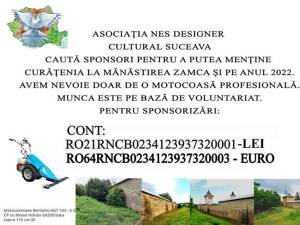 Asociația Nes Designer Cultural Suceava caută sponsori pentru a putea menține curățenia la Mănăstirea Zamca și în acest an