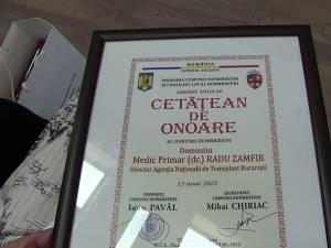 Titlul de „Cetățean de onoare” pentru dr. Radu Zamfir