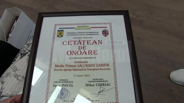 Titlul de „Cetățean de onoare” pentru dr. Radu Zamfir
