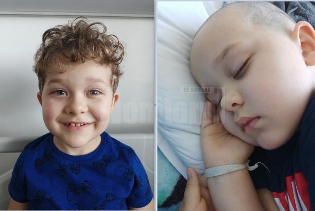 Sebastian, care are doar 3 ani și 7 luni, a fost diagnosticat cu leucemie acută limfoblastică
