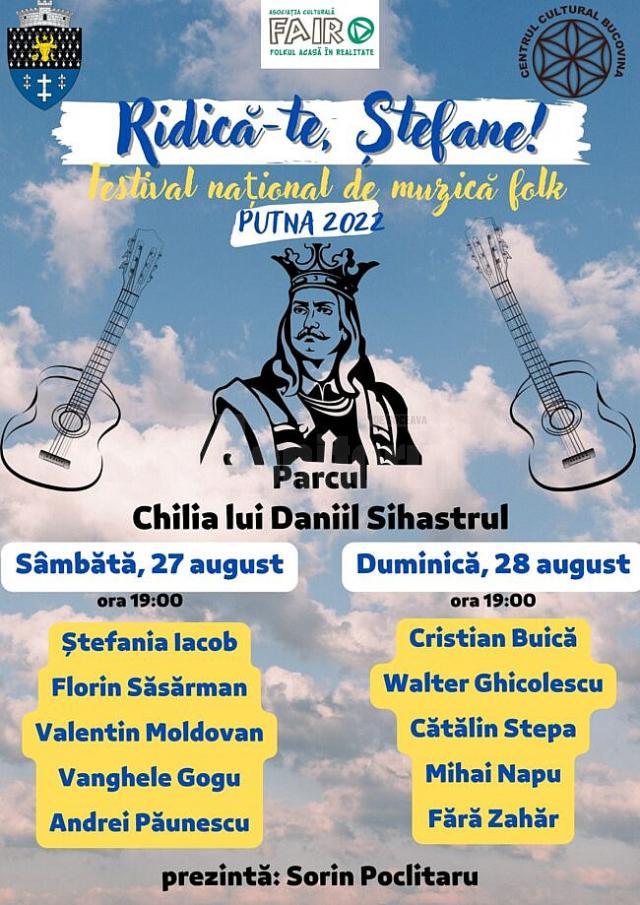 „Ridică-te, Ștefane!”, festival național de muzică folk, la Putna