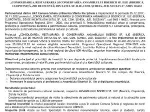 Finalizarea proiectului „CONSOLIDAREA, RESTAURAREA ȘI CONSERVAREA ANSAMBLULUI BISERICII SF. ILIE (BISERICĂ, CLOPOTNIȚĂ, ZID DE INCINTĂ) DIN SATUL SF. ILIE, COM. ȘCHEIA, JUD. SUCEAVA”, SMIS 116632