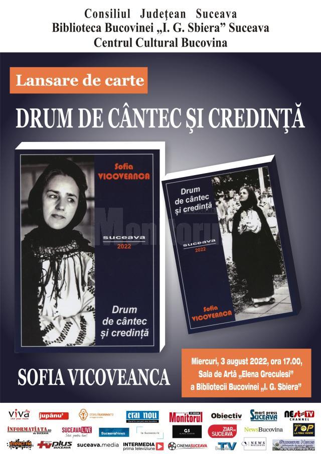 Sofia Vicoveanca își lansează o nouă carte, miercuri, la Biblioteca „I. G. Sbiera” Suceava