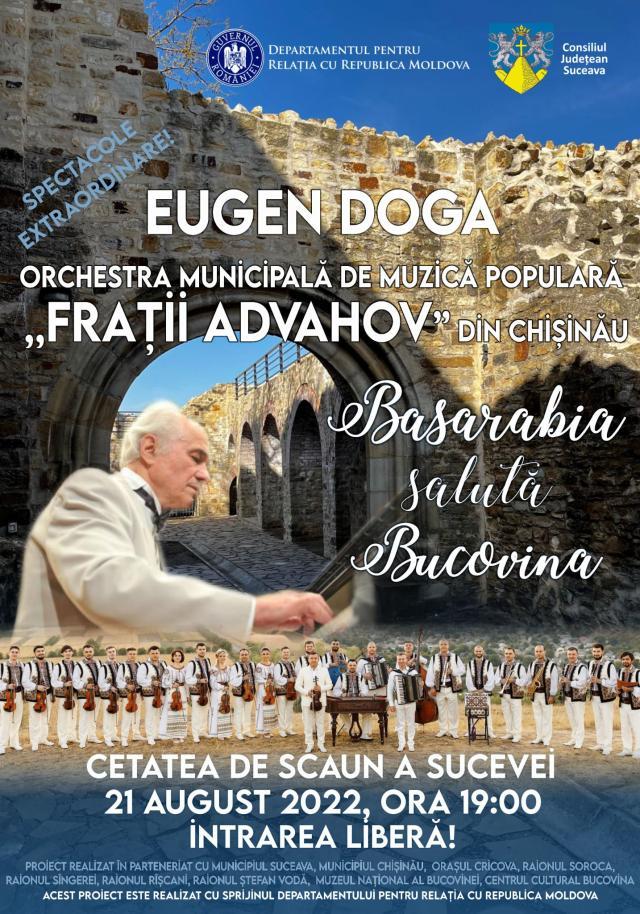 Compozitorul Eugen Doga și „Frații Advahov” vor suține un concert gratuit în Cetatea de Scaun a Sucevei