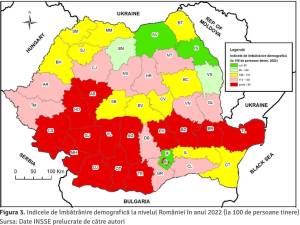 Harta studiu îmbătrânire demografică - sursa www.libertatea.ro