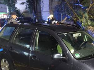 Mașini avariate de copaci în municipiul Suceava