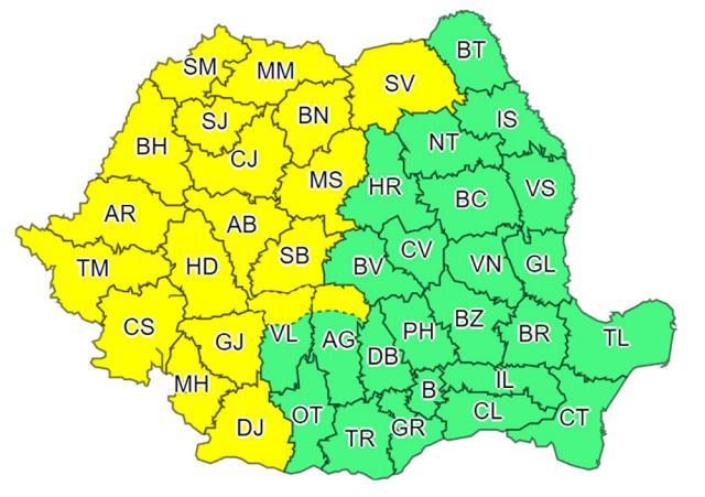 Cod galben de furtuni, în perioada 29-30 august