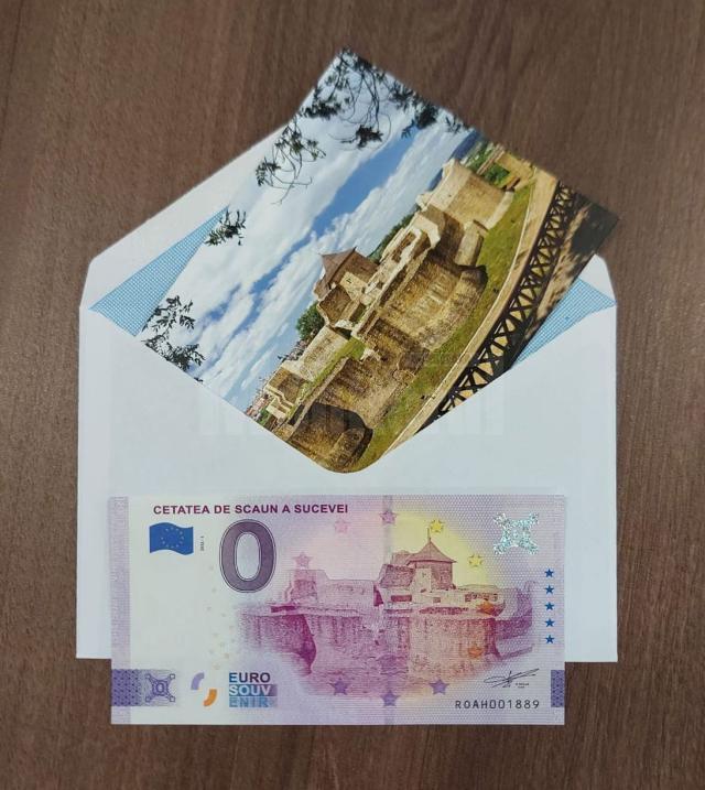 Bancnota Suvenir de 0 Euro, ce promovează Cetatea de Scaun a Sucevei, lansată de Muzeul Național al Bucovinei