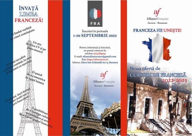 O nouă sesiune de cursuri de limba franceză, din octombrie, organizate de Alianța Franceză din Suceava