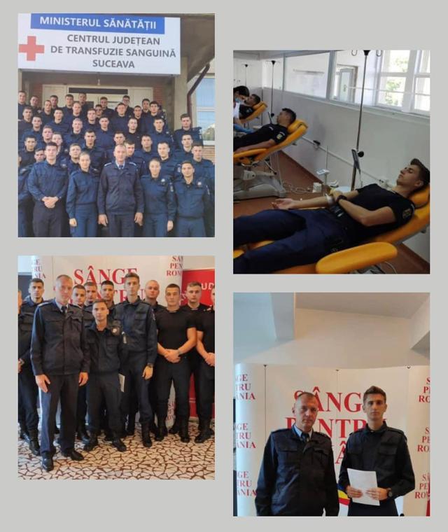Peste 50 de elevi jandarmi au donat sânge pentru tatăl unui coleg