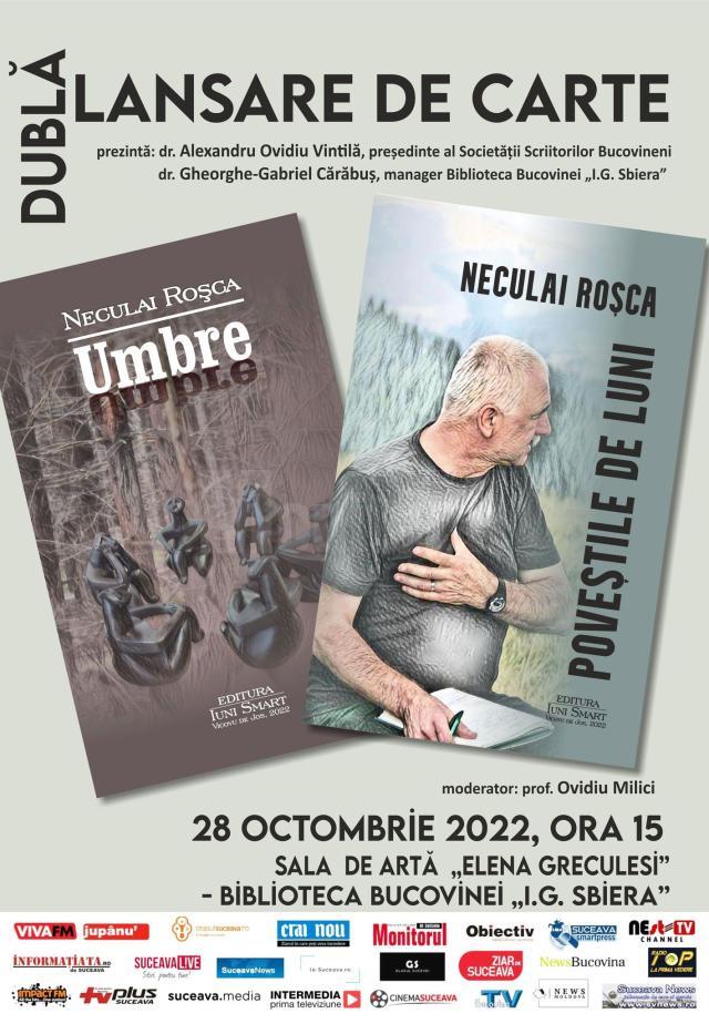 Dublă lansare de carte a scriitorului și jurnalistului Neculai Roșca, vineri, la Biblioteca Bucovinei „I. G. Sbiera”