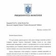 Scrisoare de apreciere trimisă de Președintele României Colegiului Național „Eudoxiu Hurmuzachi” din Rădăuți