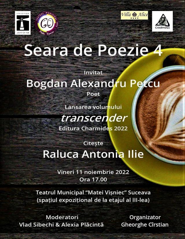 Poetul Bogdan Alexandru Petcu, invitat vineri la o Seară de Poezie