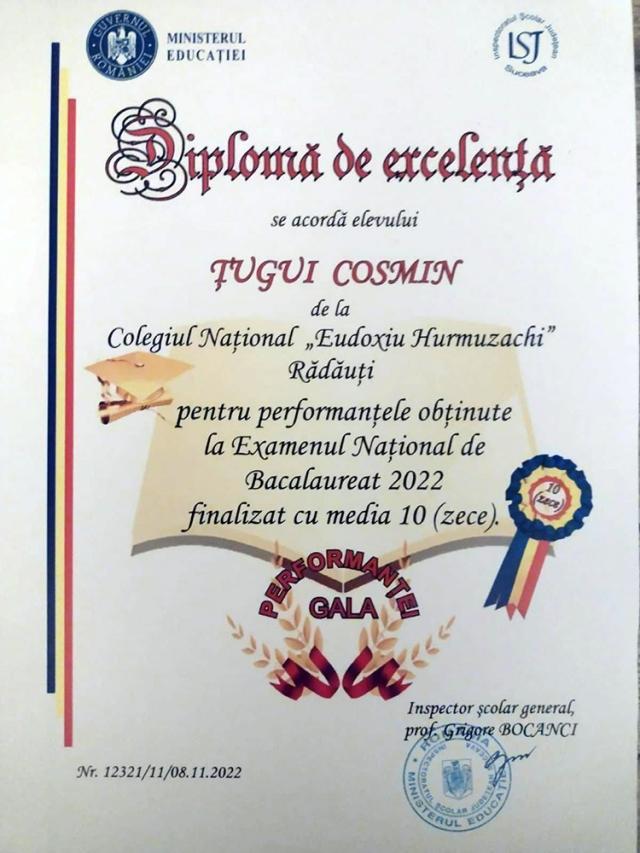 Colegiul Național „Eudoxiu Hurmuzachi” Rădăuți, la Gala Performanței 2022
