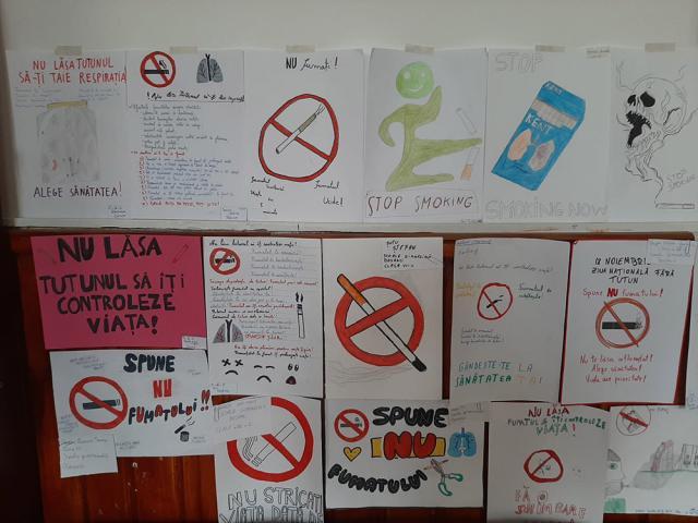 Postere cu mesaje antifumat, realizate de elevi