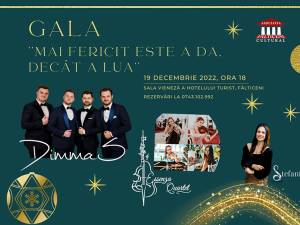 Trupa Dimma'S, Essenza Quartet și Ștefania Mihăilescu, invitați la Gala „Mai fericit este a da, decât a lua”, organizată la Fălticeni