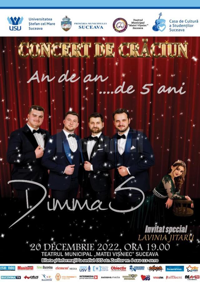Afisul Concertului de Craciun sustinut de grupul Dimma's la Suceava