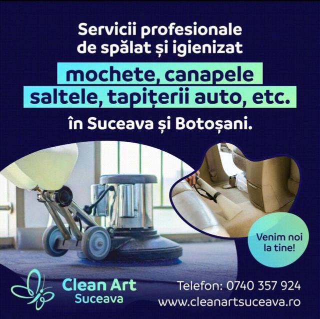 Canapele, tapițerii de casă și auto, curățate cu profesionalism de CleanArt Suceava