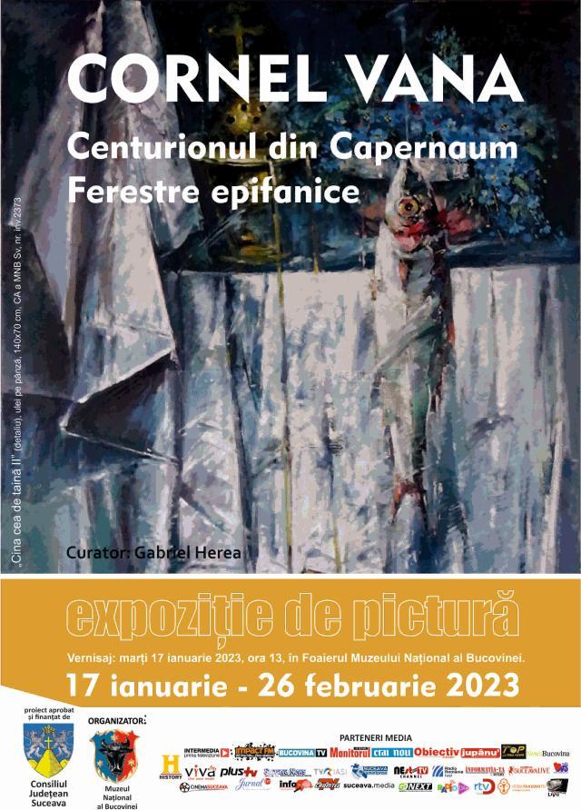 Expoziția „Centurionul din Capernaum - Ferestre Epifanice”, semnată de pictorul Cornel Vana, în Foaierul Muzeului de Istorie