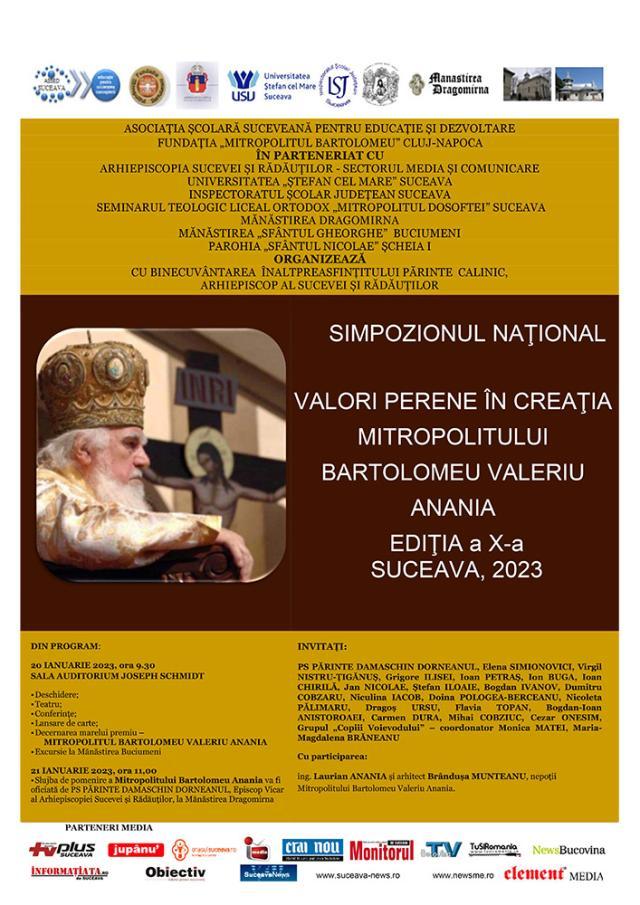 Simpozion ”Valori perene în creația Mitropolitului Bartolomeu Valeriu Anania”, la USV