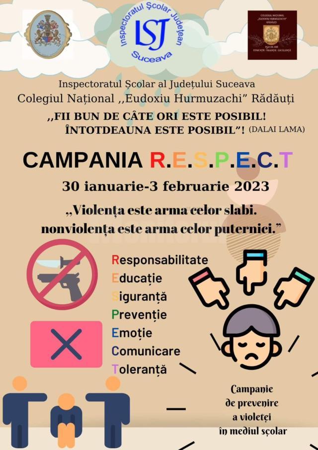 Campanie antiviolenţă la Colegiul Național “Eudoxiu Hurmuzachi” Rădăuți