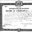 Diplomă de licenţă eliberată de Facultatea de Ştiinţe, 1874