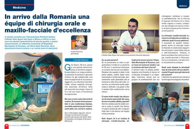 Interviul chirurgului Gelu Duprii din ziarul italian „La Notte”