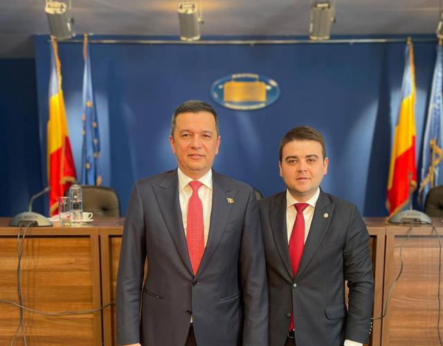 Ministrul Transporturilor, Sorin Grindeanu, și deputatul PSD de Suceava Gheorghe Șoldan