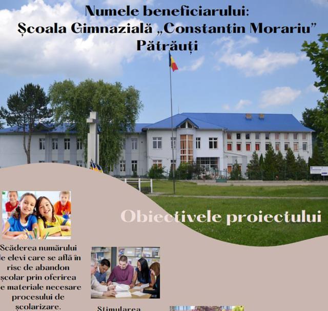Proiectul „Acces la educație pentru toți”, la Școala Gimnazială Pătrăuți