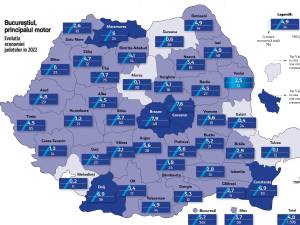 Harta creşterii economice din România - sursa zf.ro