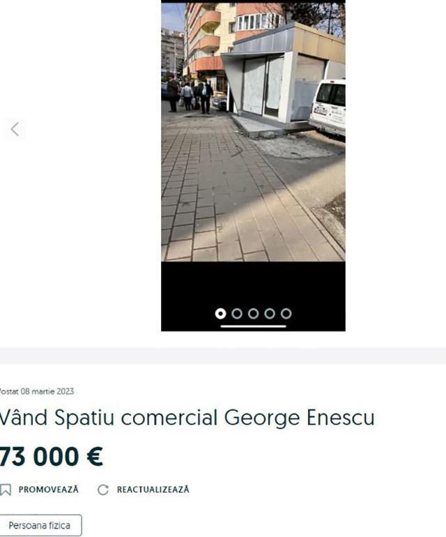 Anunț vânzare chioşc George Enescu