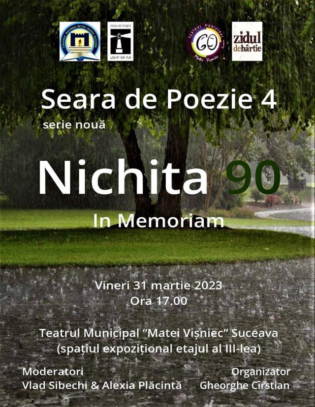 „Nichita 90. In memoriam”, vineri, la Teatrul Municipal „Matei Vișniec” Suceava